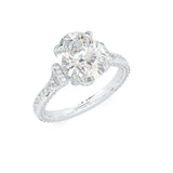 Éclat Lumière Oval Cut Moissanite Engagement Ring (Platinum-Plated Silver)