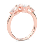 3 Stone Pear Shape Moissanite Engagement Ring ( Rose Gold )