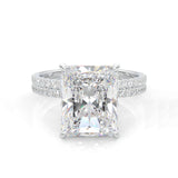Ludovic Concealed Crown Wedding Set Radiant Cut (Platinum-Plated Silver)