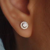 Ludovic Halo Stud Earrings ( Yellow Gold 14k )