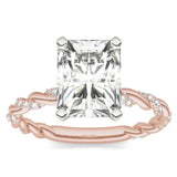 Custom-Made Rectangular Radiant Moissanite Ring (14K Rose Gold - 3CT)