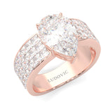 Pear Cut Moissanite Engagement Ring ( Rose Gold 14k )