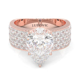 Pear Cut Moissanite Engagement Ring ( Rose Gold 14k )