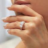 3-Stone Hidden Halo Emerald Cut Moissanite Ring (14K Rose Gold)