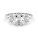 Trinité d’Amour Moissanite Engagement Ring (Platinum-Plated Silver)