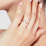 Twisted Mixed-Cut Moissanite Cluster Ring (14K Rose Gold)