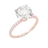 Round 4-Prong Hidden Halo Moissanite Engagement Ring ( Rose Gold 14k )