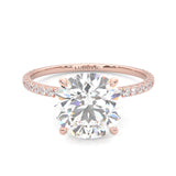 Round 4-Prong Hidden Halo Moissanite Engagement Ring ( Rose Gold 14k )