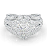 Pear-Shaped Vintage-style Moissanite Cocktail Ring  Platinum-Plated Silver