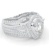 Pear-Shaped Vintage-style Moissanite Cocktail Ring  Platinum-Plated Silver