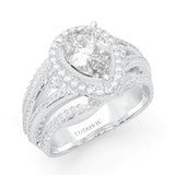 Pear-Shaped Vintage-style Moissanite Cocktail Ring  Platinum-Plated Silver