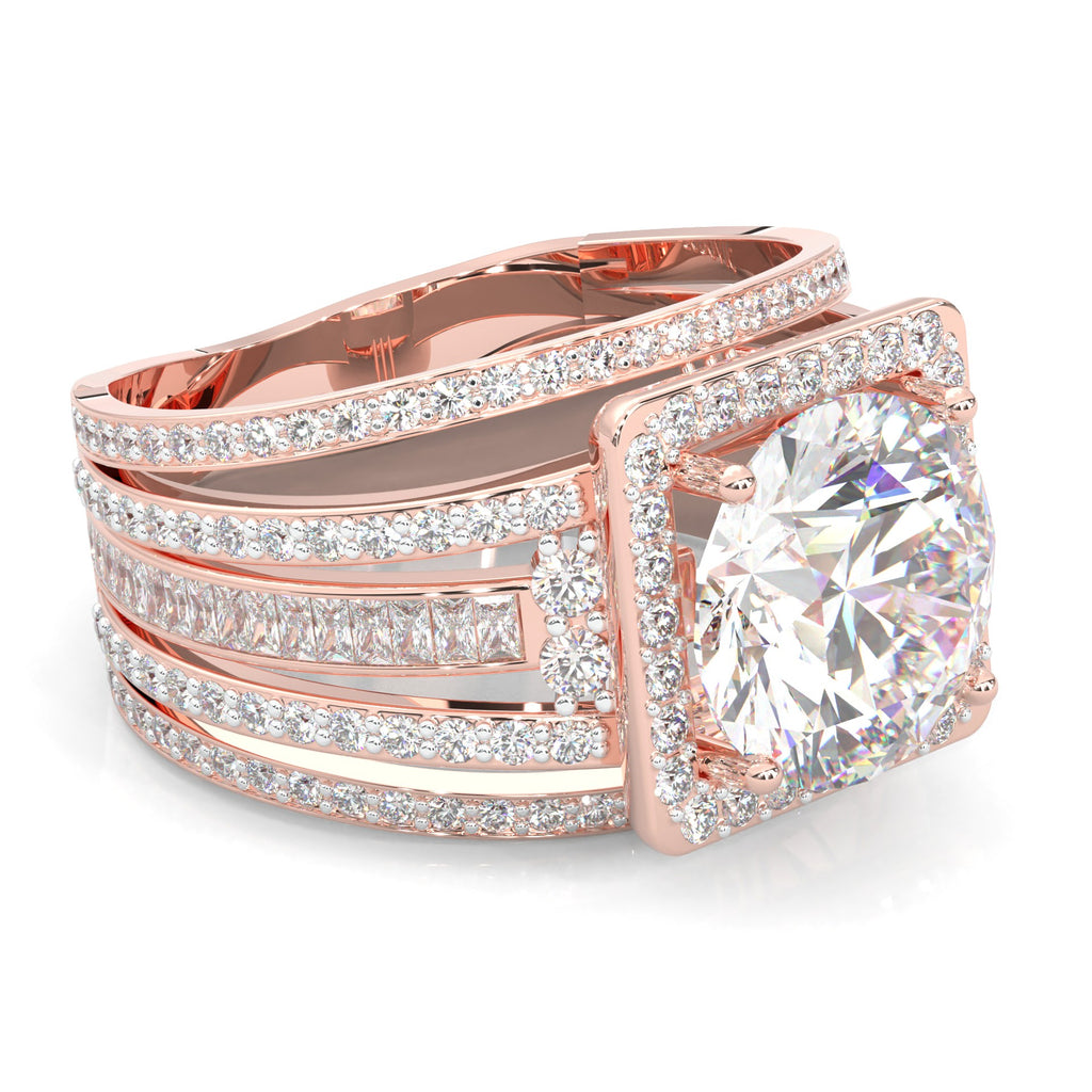 The Quad Halo Moissanite Engagement Ring ( Rose Gold 14k)