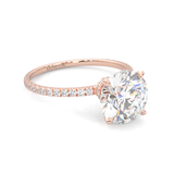 Round 4-Prong Hidden Halo Moissanite Engagement Ring ( Rose Gold 14k )