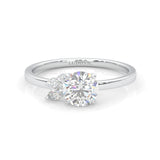 Foliage Marquise & Round Cluster Engagement Ring (Platinum-Plated Silver)