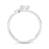 Foliage Marquise & Round Cluster Engagement Ring (Platinum-Plated Silver)