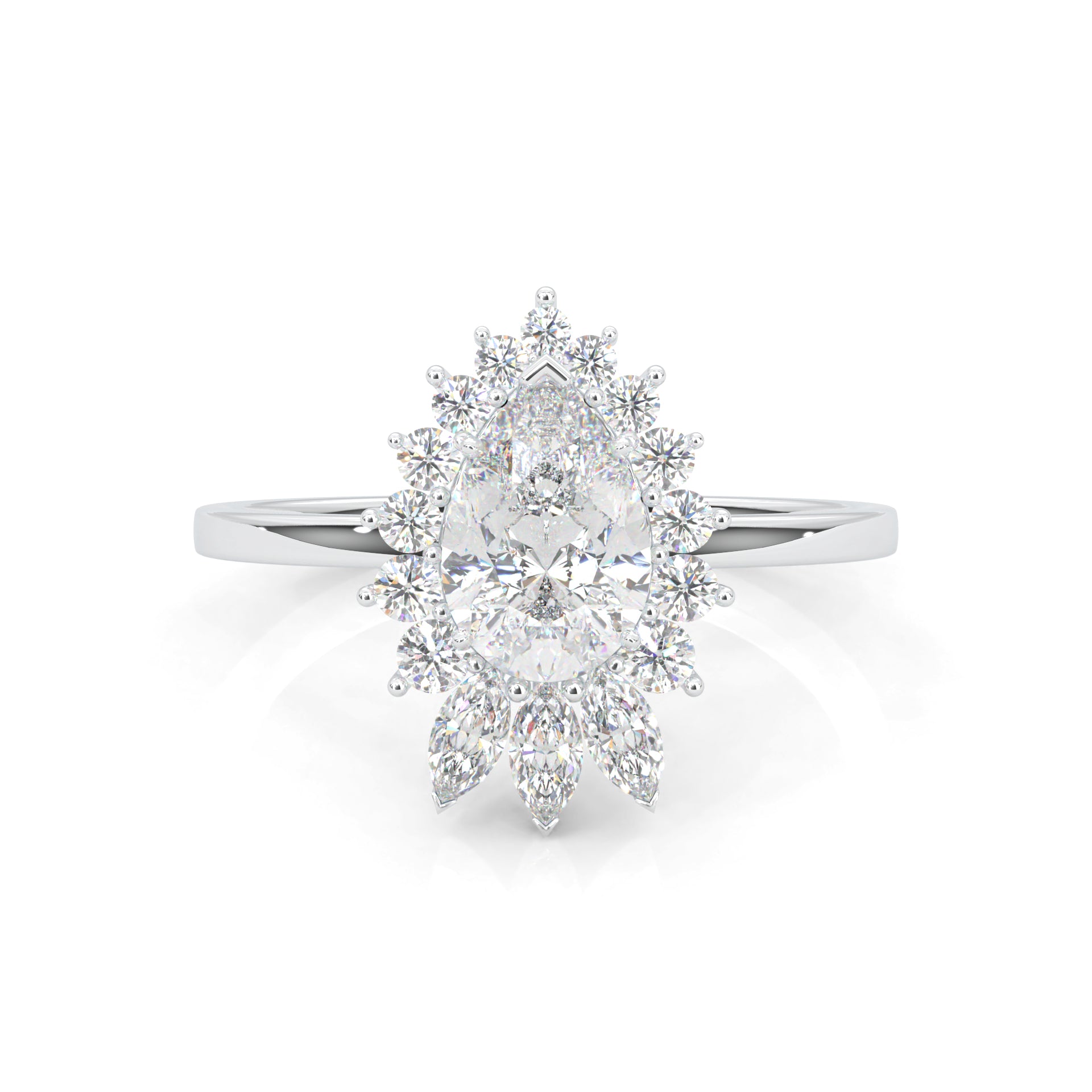 Pear Marquise And Round Ballerina Engagement Ring – Ludovic Moissanite