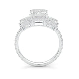 3-Stone Hidden Halo Emerald Cut Moissanite Ring (14k Solid Gold)