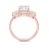 3-Stone Hidden Halo Emerald Cut Moissanite Ring (14K Rose Gold)