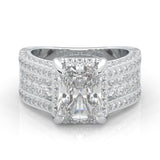 Fourfold Stones Halo Radiant Cut (Platinum-Plated Silver)