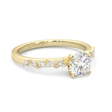 Icy Queen Round And Marquise Engagement Ring ( Yellow Gold 14k)