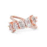 Twisted Mixed-Cut Moissanite Cluster Ring (14K Rose Gold)