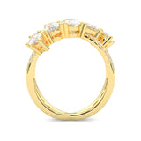 Twisted Mixed-Cut Moissanite Cluster Ring ( 14K Yellow Gold )