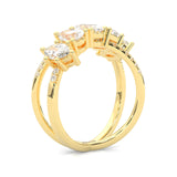 Twisted Mixed-Cut Moissanite Cluster Ring ( 14K Yellow Gold )