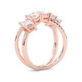Twisted Mixed-Cut Moissanite Cluster Ring (14K Rose Gold)