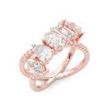 Twisted Mixed-Cut Moissanite Cluster Ring (14K Rose Gold)