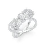 Twisted Mixed-Cut Moissanite Cluster Ring (14k Solid Gold)