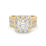 The Princess Halo Cluster Engagement Ring ( Yellow Gold 14K )