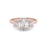 Trinité d’Amour Moissanite Engagement Ring  (Rose 14k Solid Gold)