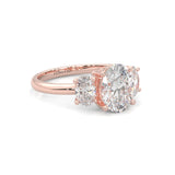 Trinité d’Amour Moissanite Engagement Ring  (Rose 14k Solid Gold)