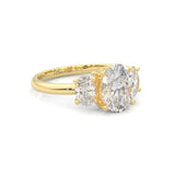 Trinité d’Amour Moissanite Engagement Ring  (Yellow 14k Solid Gold)