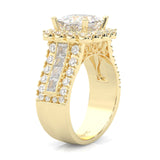 The Princess Halo Cluster Engagement Ring ( Yellow Gold 14K )