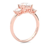 Trinité d’Amour Moissanite Engagement Ring  (Rose 14k Solid Gold)