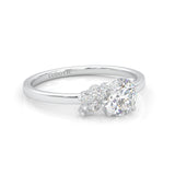 Foliage Marquise & Round Cluster Engagement Ring (Platinum-Plated Silver)