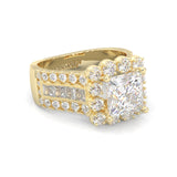 The Princess Halo Cluster Engagement Ring ( Yellow Gold 14K )