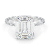 Luxurious Hidden Halo Ludovic Moissanite Ring Emerald-Cut (14k Solid Gold)