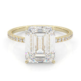 Luxurious Hidden Halo Ludovic Moissanite Ring Emerald-Cut ( Yellow Gold 14k )