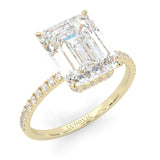 Luxurious Hidden Halo Ludovic Moissanite Ring Emerald-Cut ( Yellow Gold 14k )