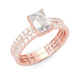 The Royal Emerald Cut Engagement Ring ( Rose Gold 14k)