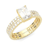 The Royal Emerald Cut Engagement Ring  ( Yellow Gold 14k)