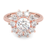 Passion Flower Engagement Ring  (Rose Gold 14k)