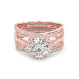 le Sautoir de Pureté Moissanite Wedding Set  (Rose 14k Solid Gold)