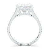 8 Prongs- Oval Moissanite Engagement Ring (Platinum-Plated Silver)