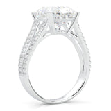 8 Prongs- Oval Moissanite Engagement Ring (Platinum-Plated Silver)