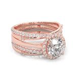 le Sautoir de Pureté Moissanite Wedding Set  (Rose 14k Solid Gold)