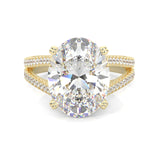 8 Prongs- Oval Moissanite Engagement Ring ( Yellow Gold )