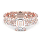 The Royal Emerald Cut Engagement Ring ( Rose Gold 14k)